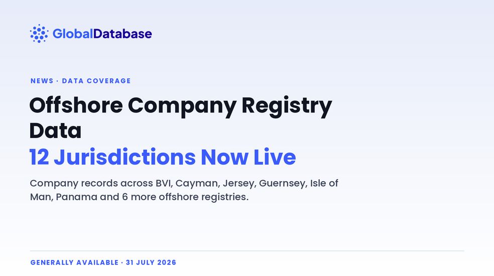 Offshore Company Registry Data: 12 Jurisdictions Now Live