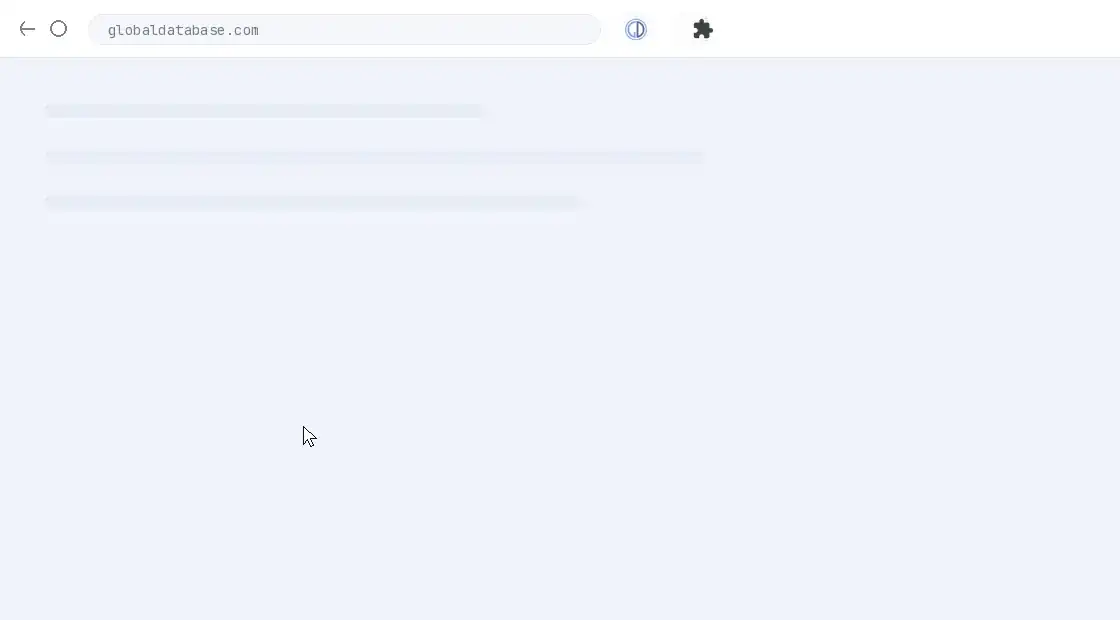 The browser extensions menu with Global Database pinned